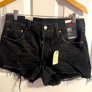Levi’s 501 original high rise black cut off shorts